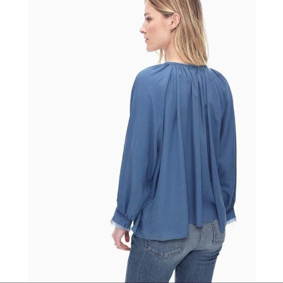 Splendid Medium Wash Crosshatch Gauze Peasant Top Size Small - Picture 3 of 11